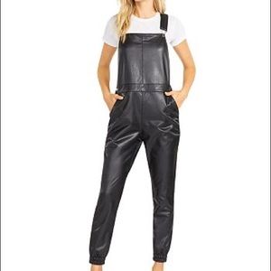 BB Dakota Get The Jog Done Faux Leather Overalls, Size Small